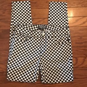 TRIPP NYC black and white check jeans.